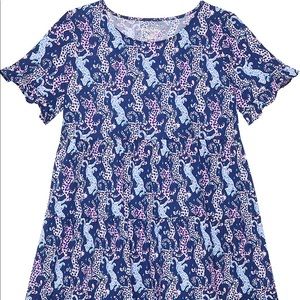 NWT Lilly Pulitzer Girl's Mini Jodee Dress Oyster Bay Navy On The Catwalk
